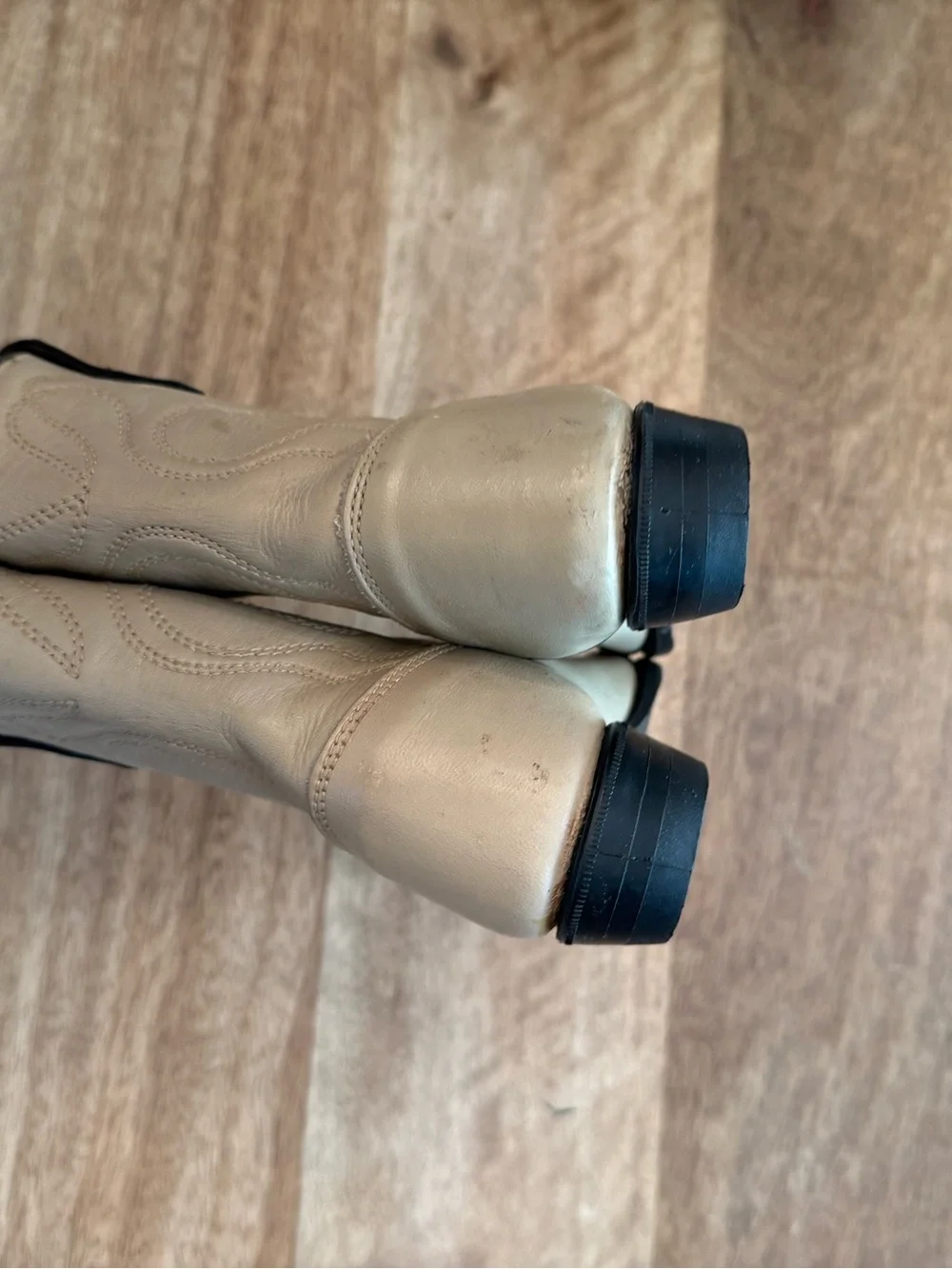 Vintage Texas Brand Kids Cowboy Boots Youth Size 7D Tan Brown Leather Made USA
